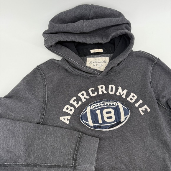 Abercrombie & Fitch Other - Abercrombie & Fitch Hoodie Mens M Pullover Gray Football 18 Logo